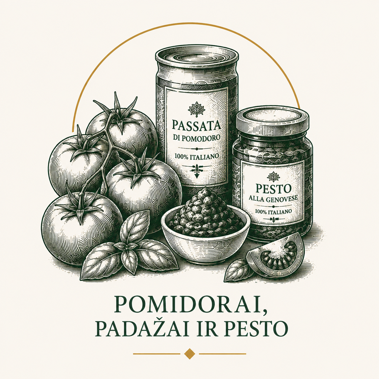 Pomidorai, padažai ir pesto