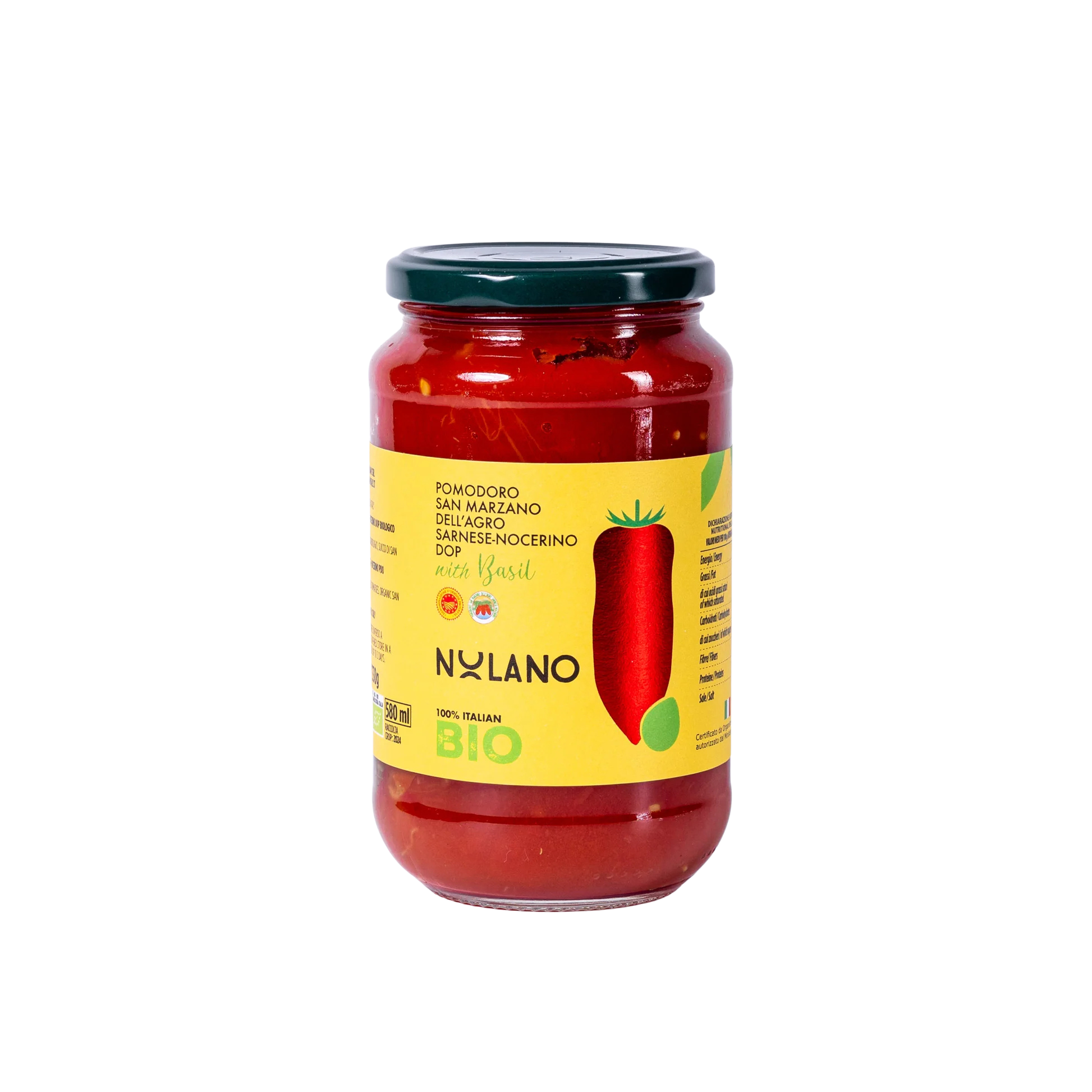 San Marzano DOP, lupti konservuoti pomidorai savo sultyse, su baziliku, BIO, 550g